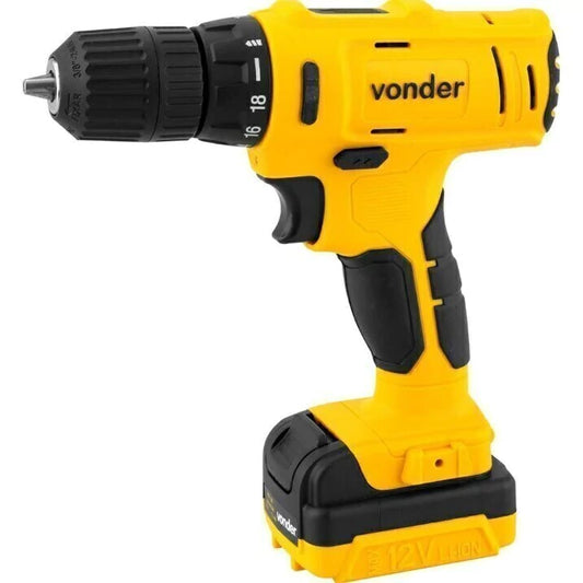 FURADEIRA E PARAFUSADEIRA A BATERIA 12V COM FONTE BIVOLT PFV120 60.01.100.120 VONDER