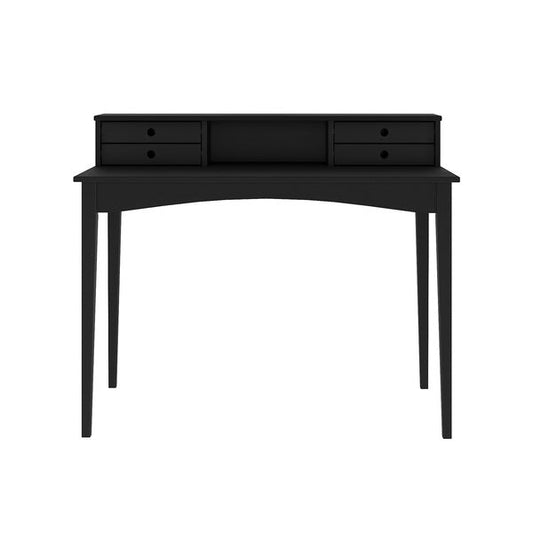 Mesa Escrivaninha Preto Retro Escritório Madeira Milano 4 Gavetas 1 Nicho